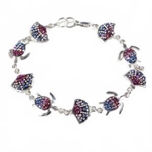 NEW MOSAICO women's rhinestone sea shell & turtle bracelet in multicolor